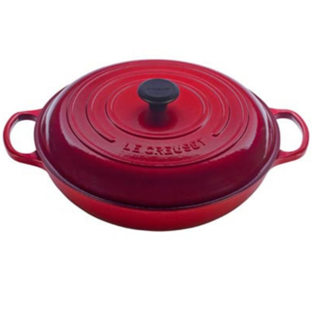 Le Creuset 3.5 Qt Braiser Cerise Cherry Red Cast Iron Enamel NEW Made In France